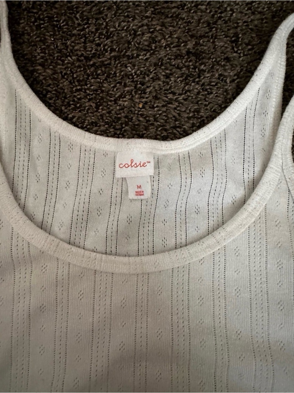 Colsie White Eyelet Ribbed Cropped Tank - Picture 2 of 2